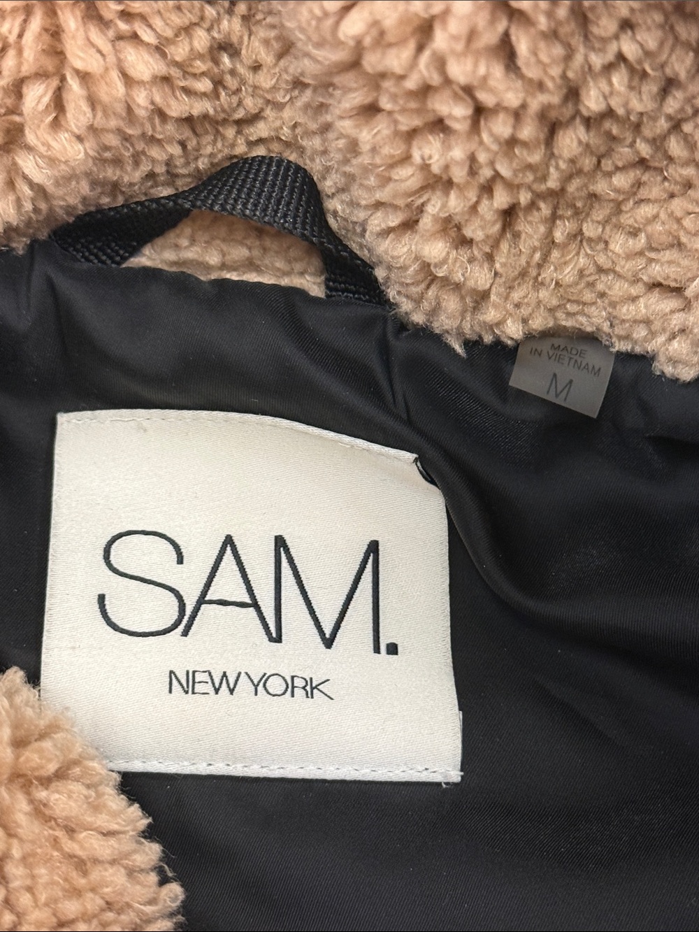 SAM. Denver Faux Shearling Leather Trim Jacket Camel Size Medium M - Picture 8 of 16